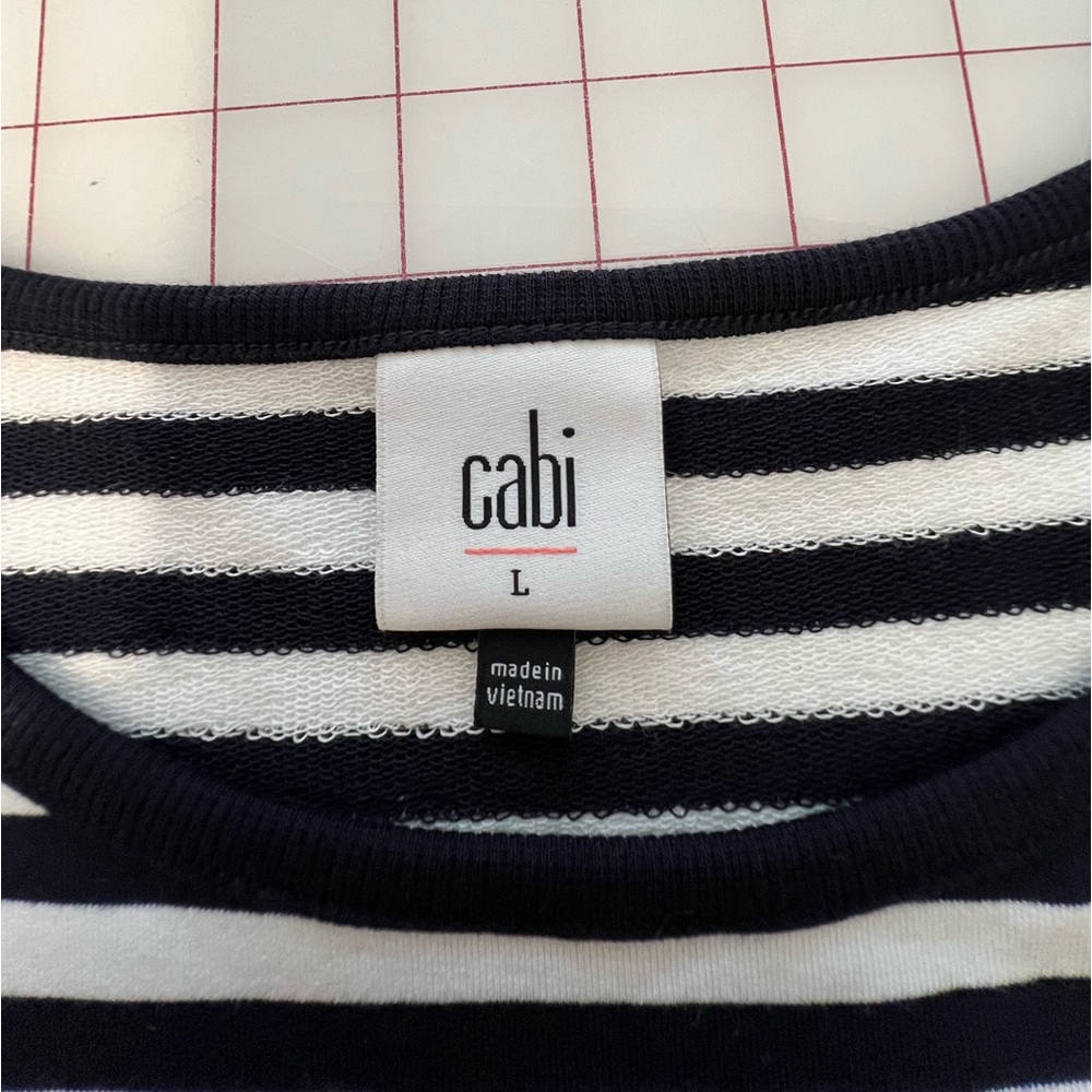 Cabi size L striped knit top / tee. Navy and white. - Picture 4 of 6